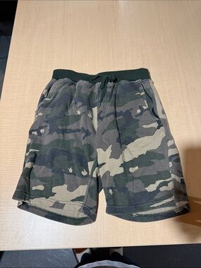 Zine Clothing Green Camo Athletic Drawstring Shorts